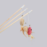 Wooden Cat Teaser Stick Water Drop Pet Feather Mouse Wooden feather chick As shown in the figure In Australia - Darrahopens