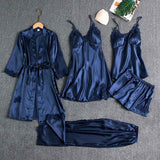 Women Sleepwear Set Long Sleeve Ice Silk Champagne XL In Australia - Darrahopens