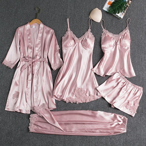 Women Sleepwear Set Long Sleeve Ice Silk In Australia - Darrahopens