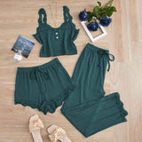 Subtle Lace Women Pajamas Set Sleepwear Forest Green 6XL In Australia - Darrahopens