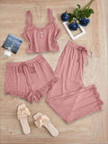 Subtle Lace Women Pajamas Set Sleepwear Pink 5XL In Australia - Darrahopens