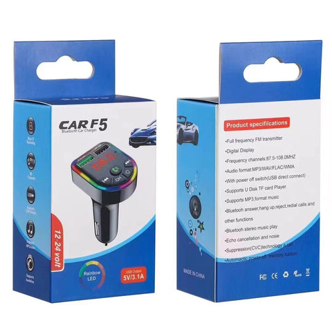Car MP3 Player Bluetooth FM USB Charger 12V 24V F5