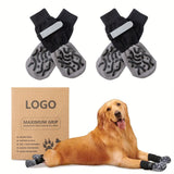 Cotton Dog Socks Striped Jacquard Pet Footwear Black caterpillar [premium storage bag] Xl super large 8.6*20cm [recommended 20-30kg] [pack of four] In Australia - Darrahopens