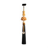 Tan hui Boxwood Lotus Car Hanging Ornament Little buddha [boxwood lotus] ink blue tassel style Car hanger [ordinary carton]