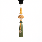 Tan hui Boxwood Lotus Car Hanging Ornament Little buddha [boxwood lotus] light green tassel style [car hanging + exquisite gift box]