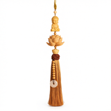 Tan hui Boxwood Lotus Car Hanging Ornament Fu character [boxwood lotus] light green tassel style [car hanging + exquisite gift box]