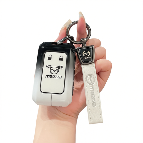 Mazda Ez60 Key Cover Gradient Black White Standard Option c: gradient black & white single bag + white leather cord clasp In Australia - Darrahopens
