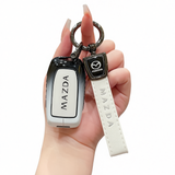 Mazda Ez60 Key Cover Gradient Black White Standard Option d: gradient black & white single bag + white leather cord clasp In Australia - Darrahopens