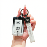 Fragrant Car Toyota Corolla Cross Key Case Zinc Alloy Standard M style gradient black and white single bag + white leather rope buckle In Australia - Darrahopens