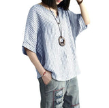 Women Striped Cotton Blend Batwing Casual Top T-Shirt grey In Australia - Darrahopens