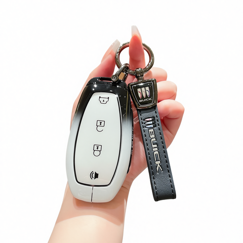 Fragrant Car Island Buick Vision L7 Key Cover 2026 Standard Option f: gradient black & white single bag + black leather cord clasp In Australia - Darrahopens