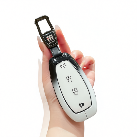 Fragrant Car Island Buick Vision L7 Key Cover 2026 Standard F style gradient black and white single bag + metal buckle In Australia - Darrahopens