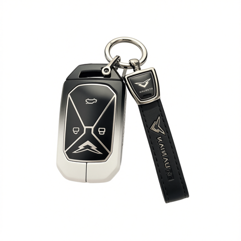 Kaiyi Kunlun Key Case Fragrant Car Island Zinc Alloy Standard Option a: gradient black & white single bag + black leather cord clasp In Australia - Darrahopens