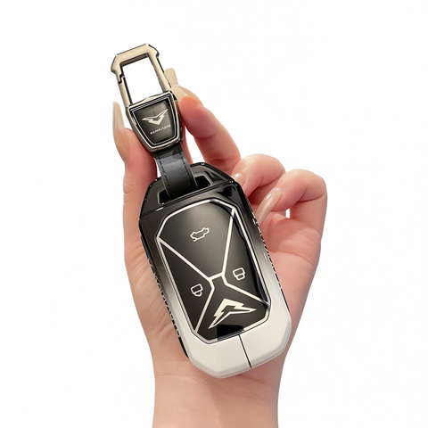 Kaiyi Kunlun Key Case Fragrant Car Island Zinc Alloy Standard Type a gradient black and white single bag + metal buckle In Australia - Darrahopens