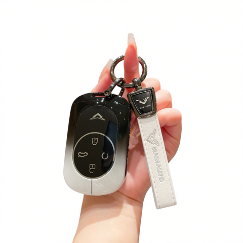 Kaiyi Kunlun Key Case Fragrant Car Island Zinc Alloy Standard C style gradient black and white single bag + white leather rope buckle In Australia - Darrahopens