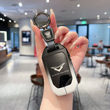 Kaiyi Kunlun Key Case Fragrant Car Island Zinc Alloy Standard C style gradient black and white single bag + white leather rope buckle In Australia - Darrahopens