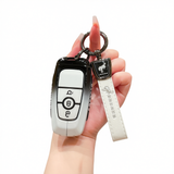 Fragrant car island Jiangling Liema Key Case 3 Button Standard 3-button gradient black and white single bag + white leather rope buckle In Australia - Darrahopens