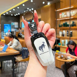 Fragrant car island Jiangling Liema Key Case 3 Button Standard 3-button gradient black and white single bag + black leather rope buckle In Australia - Darrahopens