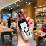 Fragrant car island Jiangling Liema Key Case 3 Button Standard 3-button gradient black and white single bag + black leather rope buckle