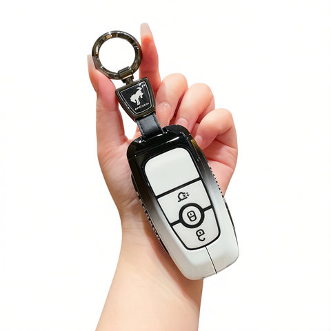 Fragrant car island Jiangling Liema Key Case 3 Button Standard 3-button gradient black and white single bag + round buckle