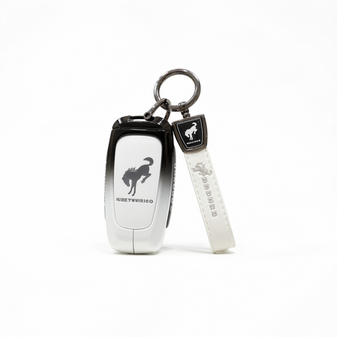 Fragrant car island Jiangling Liema Key Case 3 Button Standard 4-key gradient black and white single bag + white leather rope buckle In Australia - Darrahopens