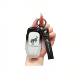 Fragrant car island Jiangling Liema Key Case 3 Button Standard 4-key gradient black and white single bag + black leather rope buckle In Australia - Darrahopens