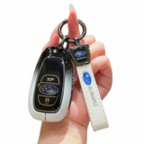 Subaru Key Cover Zinc Alloy Gradient Black White Standard Gradient black and white single bag + white leather rope buckle In Australia - Darrahopens