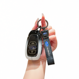 Subaru Key Cover Zinc Alloy Gradient Black White Standard Gradient black and white single bag + black leather rope buckle In Australia - Darrahopens