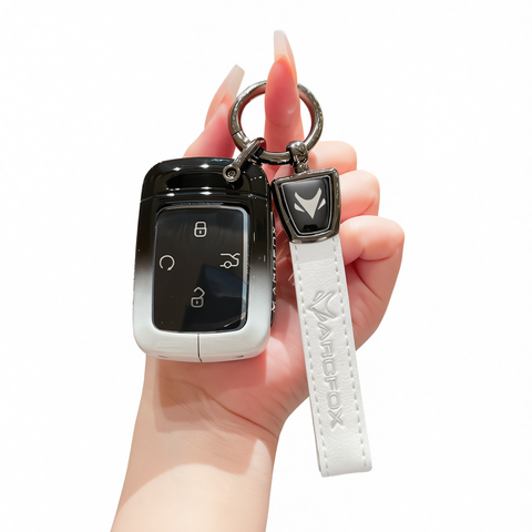 Fragrant car island Arcfox T1 Key Cover Gradient B/W Standard Option c: gradient black & white single bag + white leather cord clasp In Australia - Darrahopens