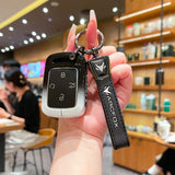 Fragrant car island Arcfox T1 Key Cover Gradient B/W Standard Option c: gradient black & white single bag + white leather cord clasp