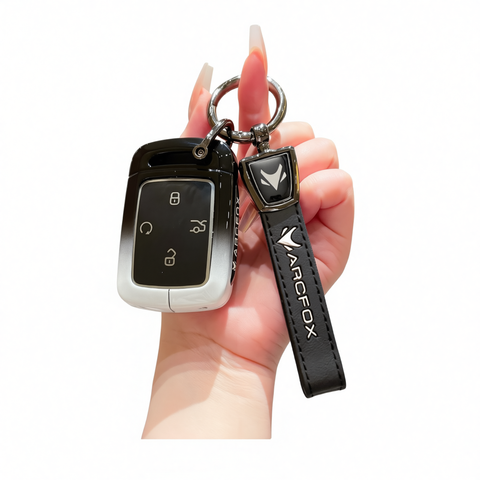 Fragrant car island Arcfox T1 Key Cover Gradient B/W Standard Option c: gradient black & white single bag + black leather cord clasp In Australia - Darrahopens