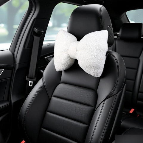 Car Headrest Pillow Artificial Plush Neck Support White-plush-headrest In Australia - Darrahopens