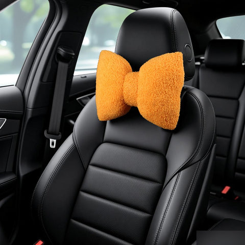 Car Headrest Pillow Artificial Plush Neck Support Khaki-plush-headrest In Australia - Darrahopens