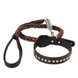 Pet beibei Leather Dog Leash Collar Set Medium Large M pu collar adjustment range (35-45cm) recommended 10.00 kg-20.00 kg Piece In Australia - Darrahopens