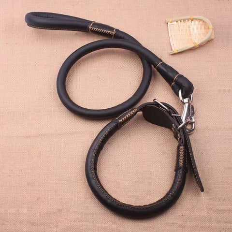 Pet beibei Leather Dog Leash Collar Set Medium Large S pu collar adjustment range (25-35cm) recommended 4.00 kg-9.50 kg Piece In Australia - Darrahopens