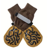 Dog Shoes Non Slip Indoor Outdoor Cotton Dark brown caterpillar-double-sided glue dispensing [opp bag packaging] S small size 5.5*14cm [recommended within 5-10kg inches] [pack of four]