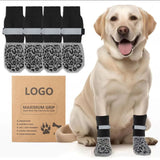 Dog Shoes Non Slip Indoor Outdoor Cotton Black leopard print-double-sided glue [high-end storage bag] Xs ultra-small 4.5*12cm [recommended within 5kg inches] [pack of four]