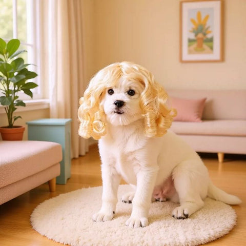 Gan's Liangsi NI Pet Wig Yellow Curly Light yellow In Australia - Darrahopens