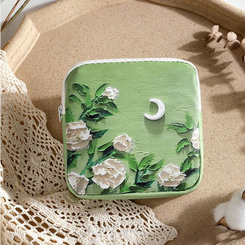 White Rose Makeup Bag Large Capacity Portable Storage Standard edition: moonlit white rose In Australia - Darrahopens