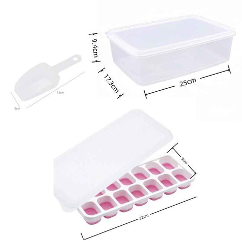 14 Cube Silicone Ice Tray with Lid Pink Set In Australia - Darrahopens