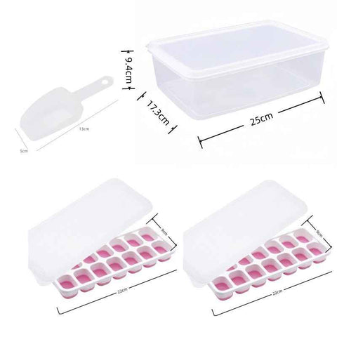 14 Cube Silicone Ice Tray with Lid Pink Set In Australia - Darrahopens