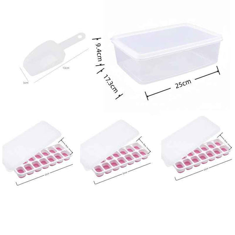 14 Cube Silicone Ice Tray with Lid Pink Set In Australia - Darrahopens