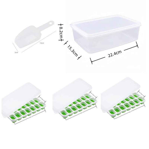 14 Cube Silicone Ice Tray with Lid Green Set In Australia - Darrahopens
