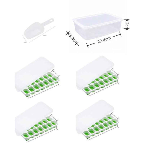 14 Cube Silicone Ice Tray with Lid Green Set In Australia - Darrahopens