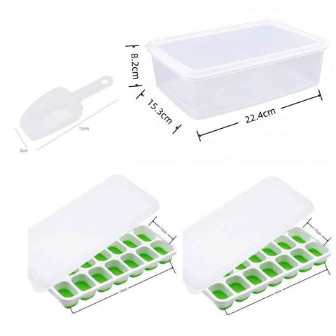 14 Cube Silicone Ice Tray with Lid Green Set In Australia - Darrahopens