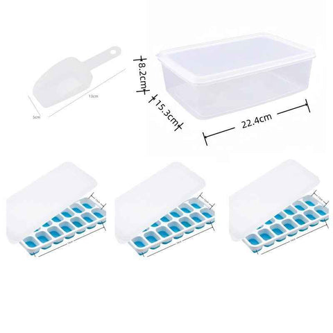 14 Cube Silicone Ice Tray with Lid Blue Set In Australia - Darrahopens