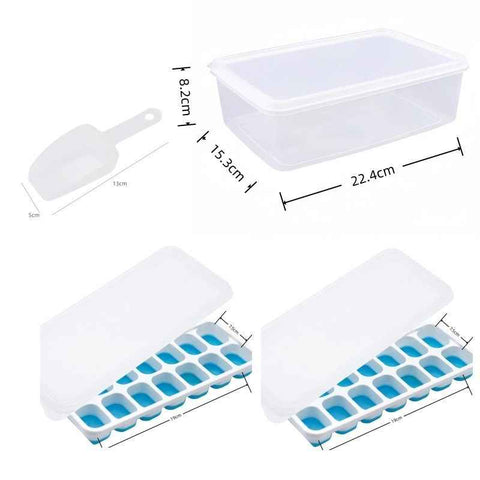 14 Cube Silicone Ice Tray with Lid Blue Set In Australia - Darrahopens