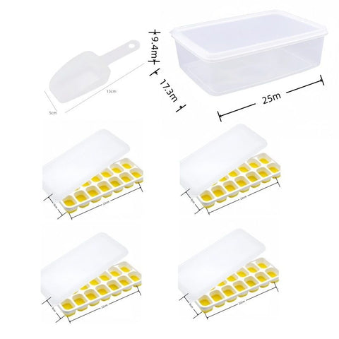 14 Cube Silicone Ice Tray with Lid Yellow Set