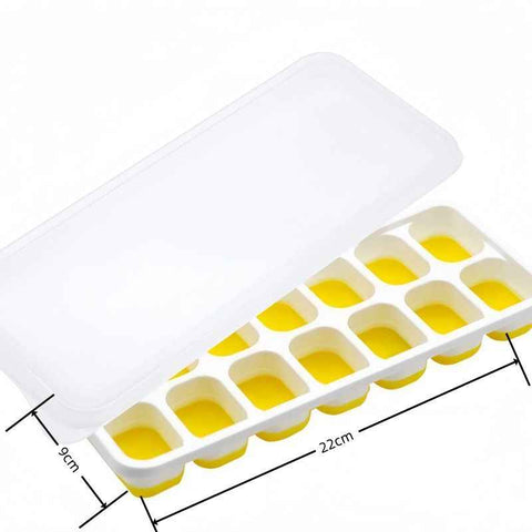 14 Cube Silicone Ice Tray with Lid Yellow Set In Australia - Darrahopens