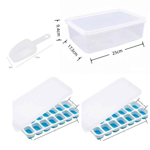 14 Cube Silicone Ice Tray with Lid Blue Set In Australia - Darrahopens